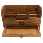 Mango wood letter holder/storage rack (with drawers) - Freestanding